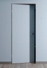 Дверь межкомнатная Порта Invisible Reverse 4AB Грунт (под окраску), левое открывание, Серый, глухая, скрытая, кромка алюминиевая черная матовая, каркасно-щитовая
