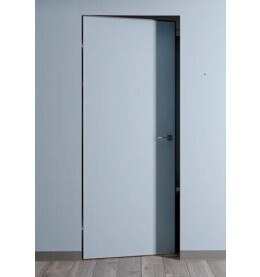 Дверь межкомнатная Порта Invisible Reverse 4AB Праймер White Грунт (под окраску), левое открывание, Серый, глухая, скрытая, кромка алюминиевая черная матовая, каркасно-щитовая