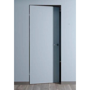 Дверь межкомнатная Порта Invisible Reverse 4AB Грунт (под окраску), левое открывание, Серый, глухая, скрытая, кромка алюминиевая черная матовая, каркасно-щитовая