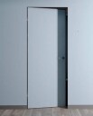 Дверь межкомнатная Порта Invisible Reverse 4AB Грунт (под окраску), левое открывание, Серый, глухая, скрытая, кромка алюминиевая черная матовая, каркасно-щитовая
