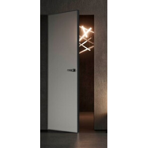 Дверь межкомнатная invisible-700, зеркальные, прямое открывание, грунт, глухая, скрытая, кромка алюминиевая черная матовая, каркасно-щитовая