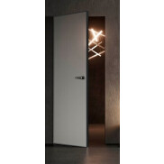 Дверь межкомнатная invisible-700, зеркальные, прямое открывание, грунт, глухая, скрытая, кромка алюминиевая черная матовая, каркасно-щитовая