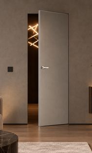 Дверь скрытого монтажа invisible-700, с зеркалом, правое открывание, грунт, кромка алюминиевая матовый хром, каркасно-щитовая