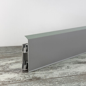 Плинтус алюминиевый под кабель-канал approf алюминий серый 70x10