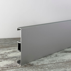 Плинтус алюминиевый под кабель-канал approf алюминий серый 80x14