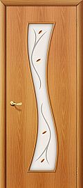 Ламинированная межкомнатная дверь "11Ф" Миланский орех остекление художественное с элементами фьюзинга