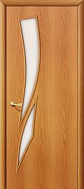 Ламинированная межкомнатная дверь "8С" Миланский орех остекление Сатинато белое