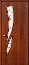 Ламинированная межкомнатная дверь "8Ф" Итальянский орех остекление художественное с элементами фьюзинга