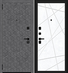 Дверь входная Кьюб (RBE) Slate Art/Snow Art, 2 замка