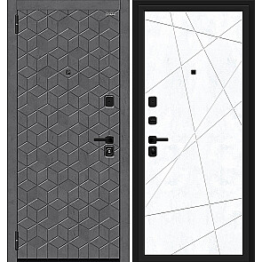 Дверь входная Кьюб (RBE) Slate Art/Snow Art, 2 замка, с ночной задвижкой