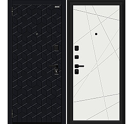 Дверь входная Кьюб (RBE) Total Black/Super White, 2 замка, с ночной задвижкой