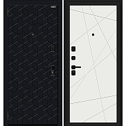 Дверь входная Кьюб (RBE) Total Black/Super White, 2 замка, с ночной задвижкой