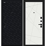 Дверь входная Кьюб (RBE) Total Black/Super White, 2 замка, с ночной задвижкой