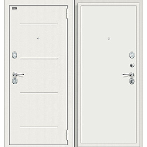 Дверь входная Аура Kale Off-white/Шагрень белая, 2 замка, с ночной задвижкой