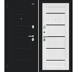 Дверь входная Борн Букле черное/Snow Melinga, 2 замка