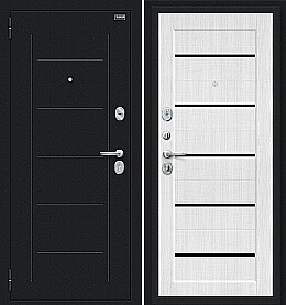 Дверь входная Борн Букле черное/Snow Melinga, 2 замка