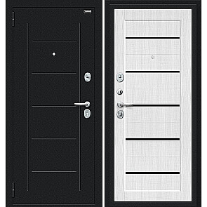 Дверь входная Борн Букле черное/Snow Melinga, 2 замка, с ночной задвижкой