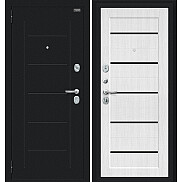 Дверь входная Борн Букле черное/Snow Melinga, 2 замка, с ночной задвижкой