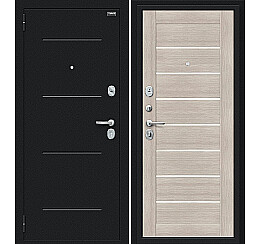 Дверь входная Техно Букле черное/Cappuccino Veralinga, 2 замка, с ночной задвижкой