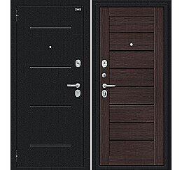 Дверь входная Техно Букле черное/Wenge Veralinga, 2 замка, с ночной задвижкой