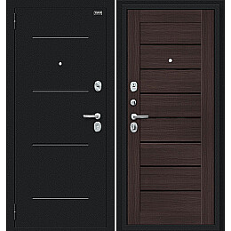 Дверь входная Техно Букле черное/Wenge Veralinga, 2 замка, с ночной задвижкой