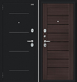 Дверь входная Техно Букле черное/Wenge Veralinga, 2 замка