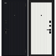 Дверь входная Граффити-32/32 Total Black/Super White, 2 замка, с ночной задвижкой