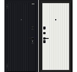 Дверь входная Граффити-32/32 Total Black/Super White, 2 замка, с ночной задвижкой