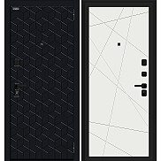 Дверь входная Кьюб (RBE) Total Black/Super White, 2 замка, с ночной задвижкой