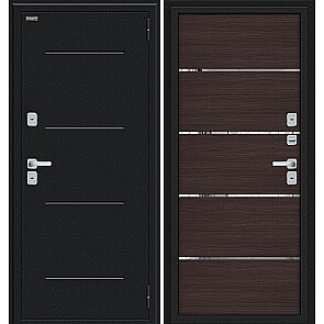 Дверь входная Thermo Лайн/BChrome с терморазрывом Букле черное/Wenge Melinga, 2 замка