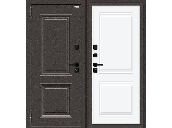 Дверь входная Thermo Некст МФ/SBlack с терморазрывом Старк шоколад/White Silk, 2 замка, с ночной задвижкой