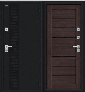 Дверь входная Thermo Техно Д2/BChrome с терморазрывом Букле черное/Wenge Melinga, 2 замка, с ночной задвижкой