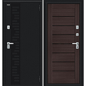 Дверь входная Thermo Техно Д2/BChrome с терморазрывом Букле черное/Wenge Melinga, 2 замка