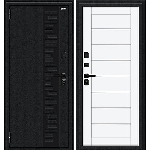 Дверь входная Thermo Техно Д2/SBlack с терморазрывом Букле черное/White Silk, 2 замка