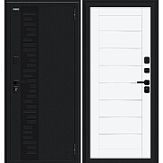 Дверь входная Thermo Техно Д2/SBlack с терморазрывом Букле черное/White Silk, 2 замка, с ночной задвижкой