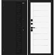 Дверь входная Thermo Техно Д2/SBlack с терморазрывом Букле черное/White Silk, 2 замка, с ночной задвижкой