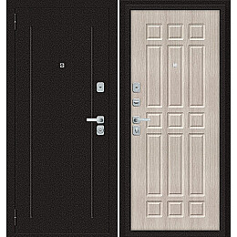 Дверь входная Любо Мини/BChrome Антик Медный/Cappuccino Melinga, 2 замка, с ночной задвижкой