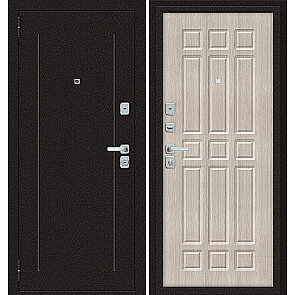 Дверь входная Любо Мини/BChrome Антик Медный/Cappuccino Melinga, 2 замка, с ночной задвижкой