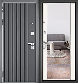 Дверь входная City Max PP 161/164 (чёрная фурнитура) Оскуро ,161/Белый софт ,164, 2 замка, с ночной задвижкой