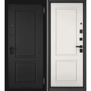 Дверь входная Сити Макс ПП 9BD-1/9BD-1 Чёрный матовый/Белый софт, 2 замка