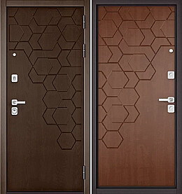 Дверь входная City Max PP 184/184 Дуб коньяк 184/Дуб золотой 184, 2 замка, с ночной задвижкой