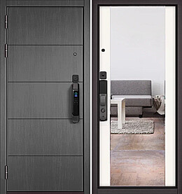 Дверь входная City Max IQ PP 194/164 Дуб серый, 194/Белый софт, 164, 2 замка