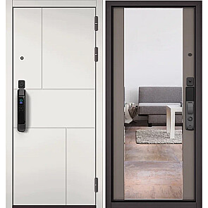 Дверь входная Сити Макс Ай Кью ПП 182/164 Белый софт/Эмаль капучино, с зеркалом, 2 замка