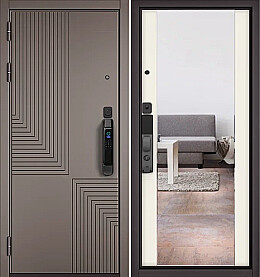 Дверь входная City Max IQ PP 195/164 Эмаль капучино, 195/Эмаль молоко, 164, 2 замка