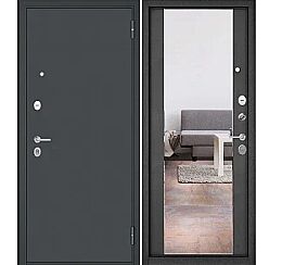 Дверь входная Family Eco MP E-164 Черный муар металлик/Бетон тёмный mirror Задвижка