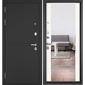 Дверь входная Траст Масс МП R-4/164 (чёрная фурнитура) Антрацит букле/Белый софт, 2 замка