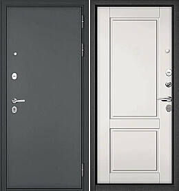 Дверь входная Trust Mass MP 1 (чёрная фурнитура) Черный муар металлик/Белый софт, 1, 2 замка, с ночной задвижкой