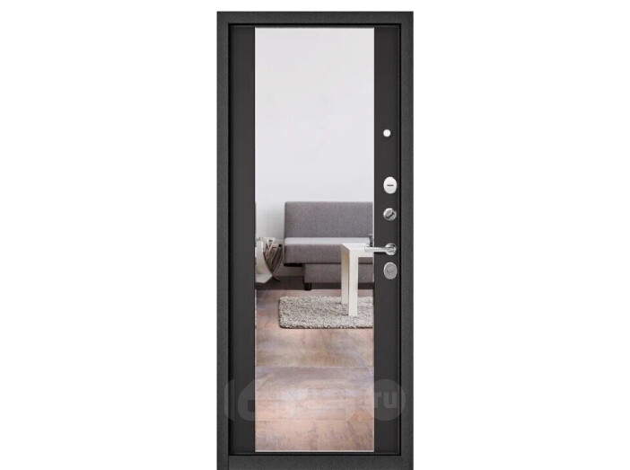 ДМ TRUST MASS MP Черный муар металлик/МДФ Д Графит Софт 9S-164 mirror Черная броненакладка 207*96 Левая