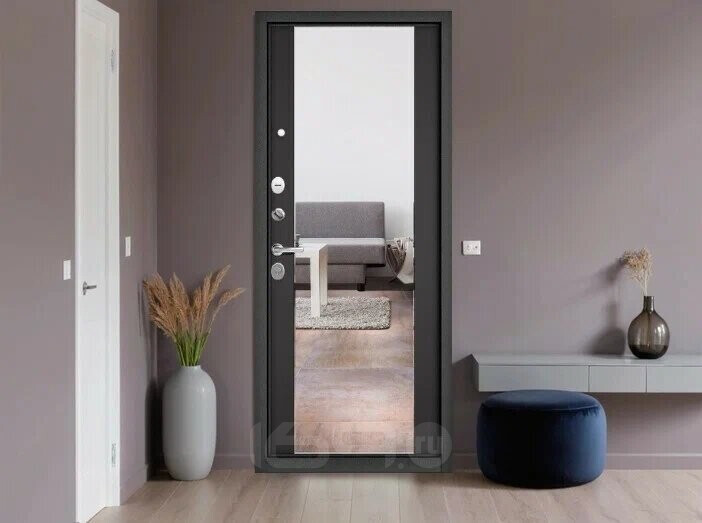 ДМ TRUST MASS MP Черный муар металлик/МДФ Д Графит Софт 9S-164 mirror Черная броненакладка 207*96 Левая