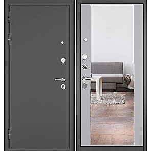 Дверь входная Траст Масс МП 164 Графит букле/Гриджио, с зеркалом, 2 замка